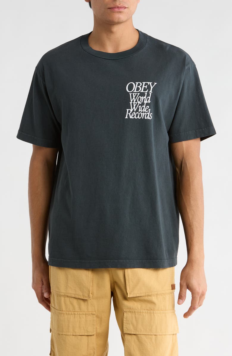 Obey Worldwide Records Graphic T-Shirt, Main, color, Pigment True Vintage Black