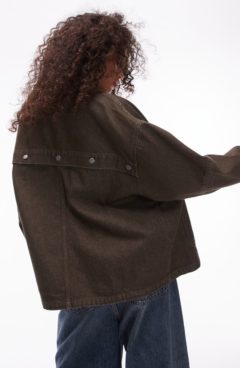 Topshop Oversize Corduroy Collar Denim Jacket, Alternate, color, 