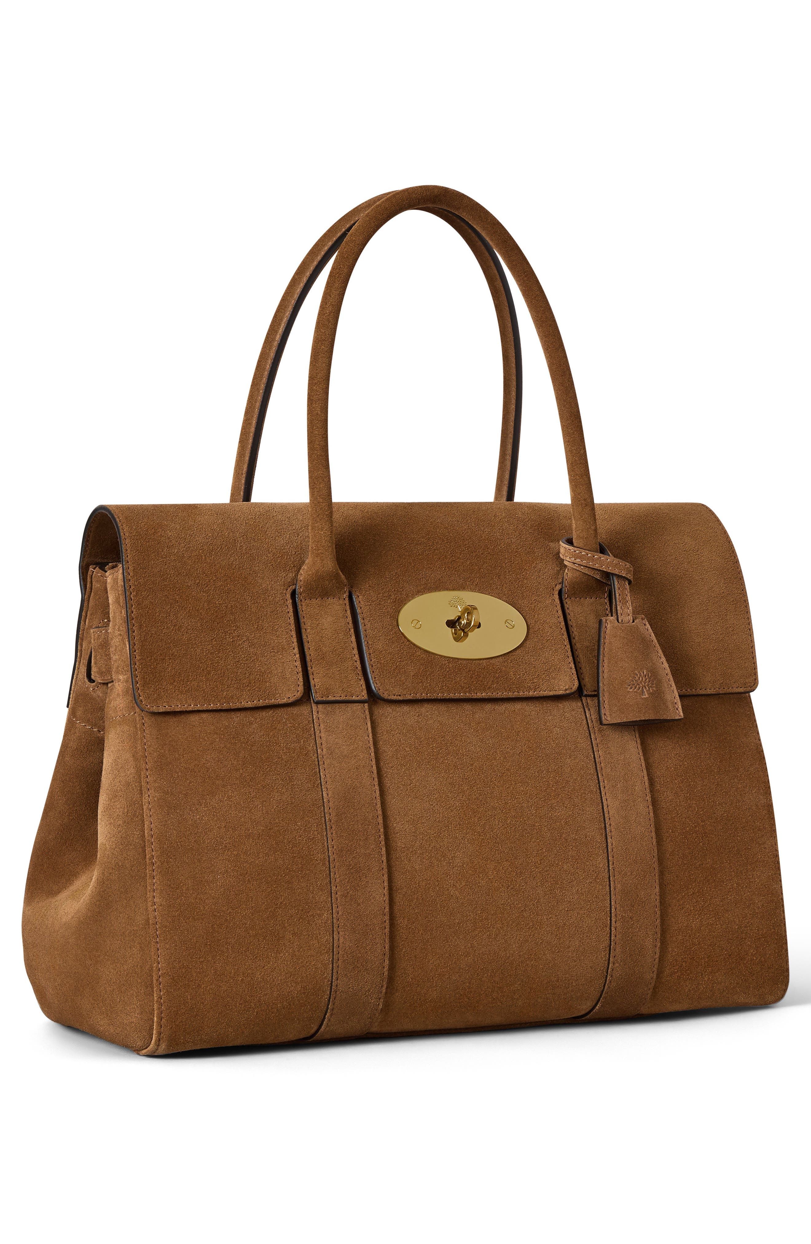 Bayswater Suede Satchel, Alternate, color, VINTAGE OAK