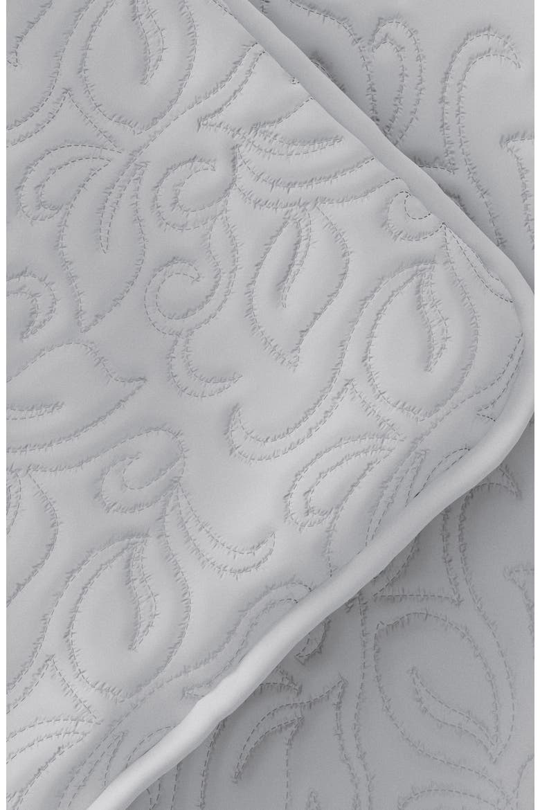 All Season Floral Stitch 3-Piece Down Alternative Quilt Set, Alternate, color, LIGHT GRAY