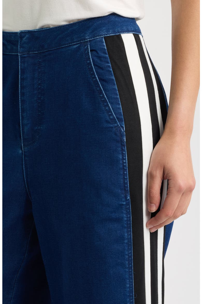 Athletic Stripe High Waist Relaxed Wide Leg Jeans, Alternate, color, INDIGO