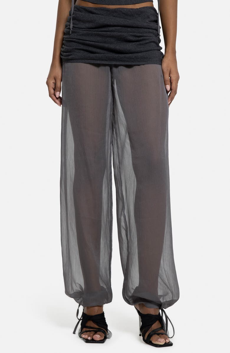 JADED LONDON Mixed Media Chiffon Joggers, Main, color, Grey