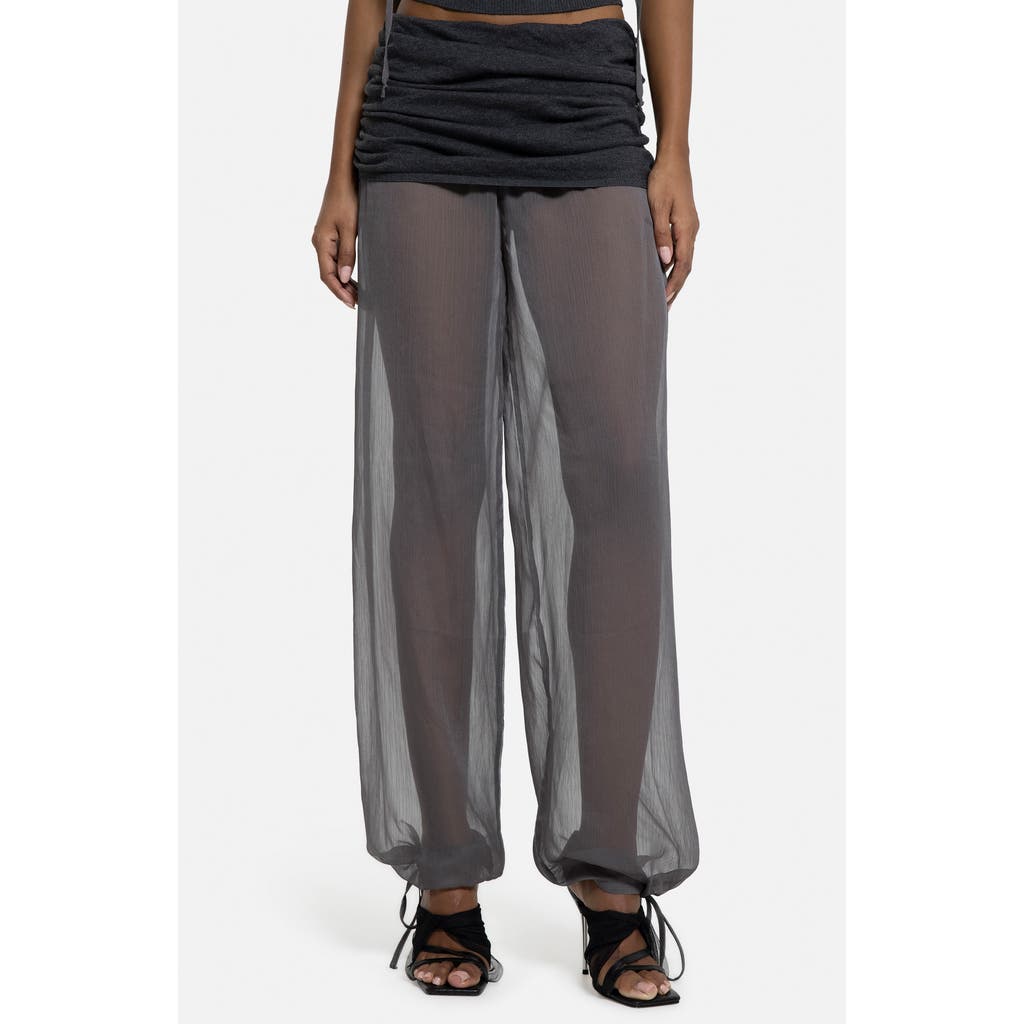 JADED LONDON Mixed Media Chiffon Joggers in Grey at Nordstrom, Size X-Small