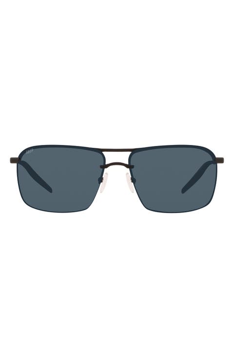62mm Oversize Rimless Rectangular Sunglasses