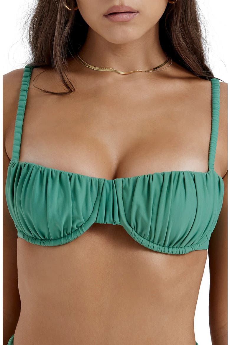 Cassis Ruched Bikini Top, Main, color, EUCALYPTUS