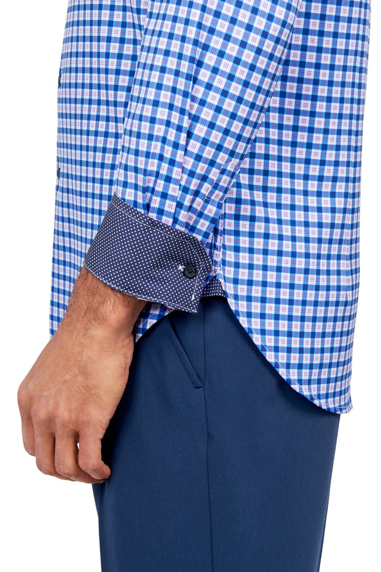 Check Performance Dress Shirt, Alternate, color, LILAC/ BLUE