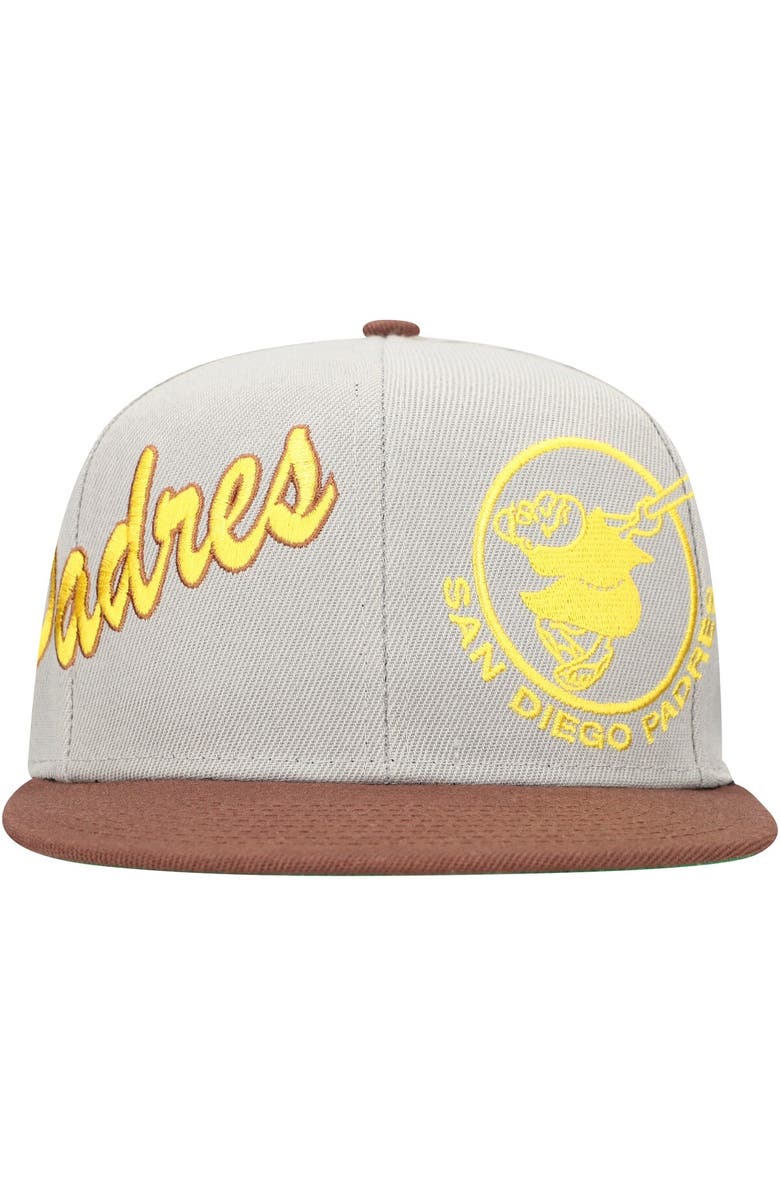 Mitchell & Ness Men's Mitchell & Ness Gray/Brown San Diego Padres Knock Out Panel Snapback Hat, Alternate, color, Gray