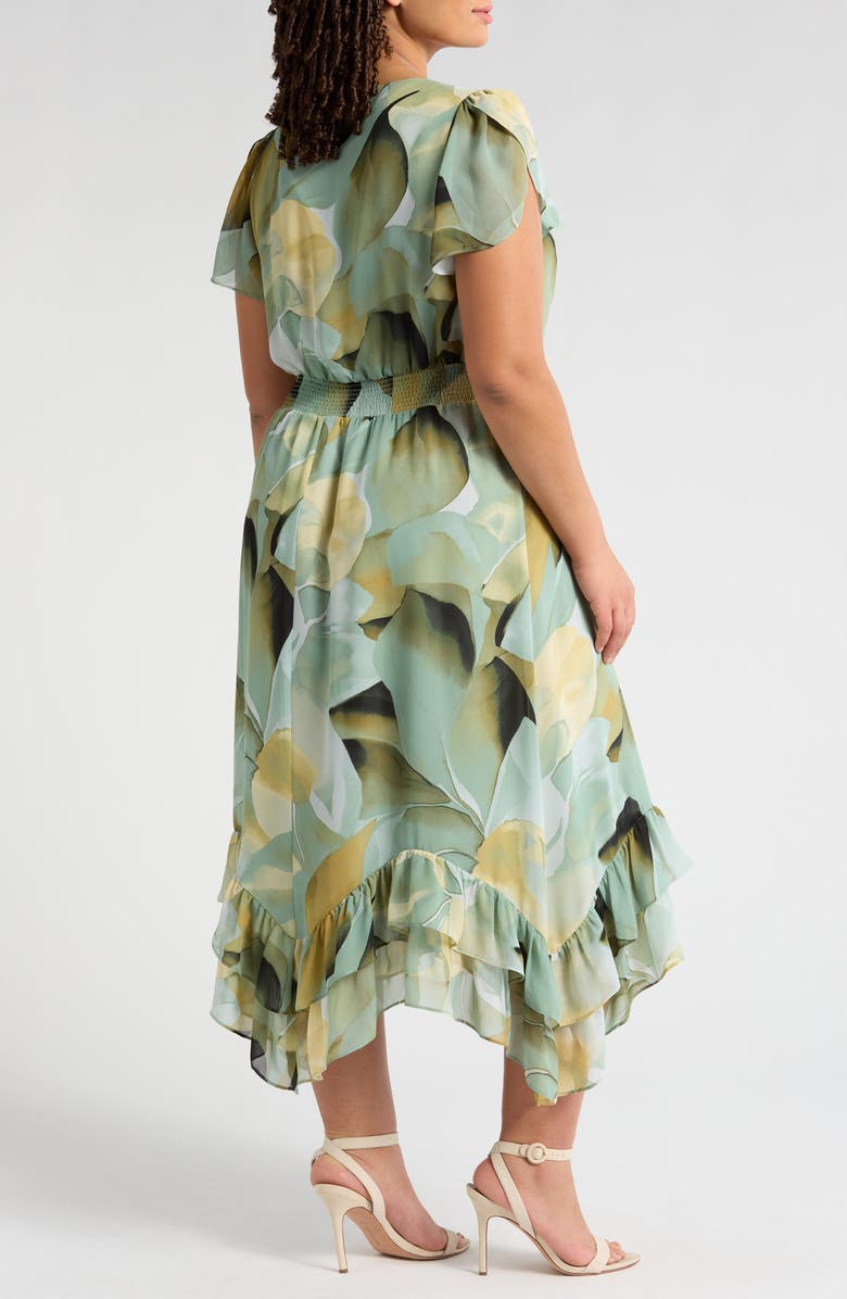 Anne Klein Abstract Print Handkerchief Hem Chiffon Dress, Alternate, color, 