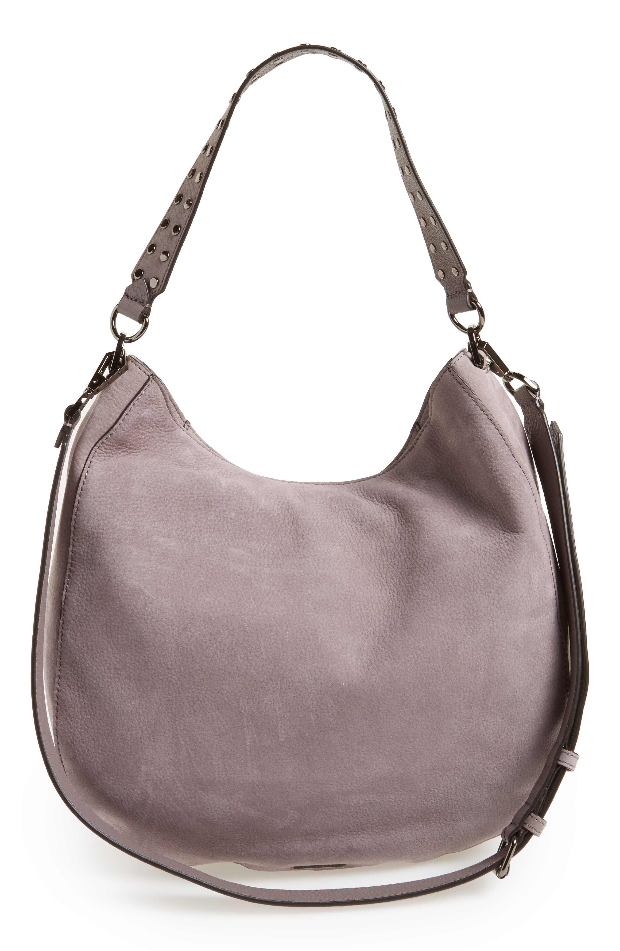 Convertible Nubuck Hobo (Nordstrom Exclusive), Alternate, color, LAVENDER/ GUNMETAL HARDWARE