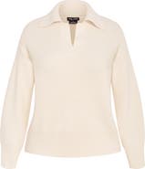 City Chic Opal Spread Collar Sweater