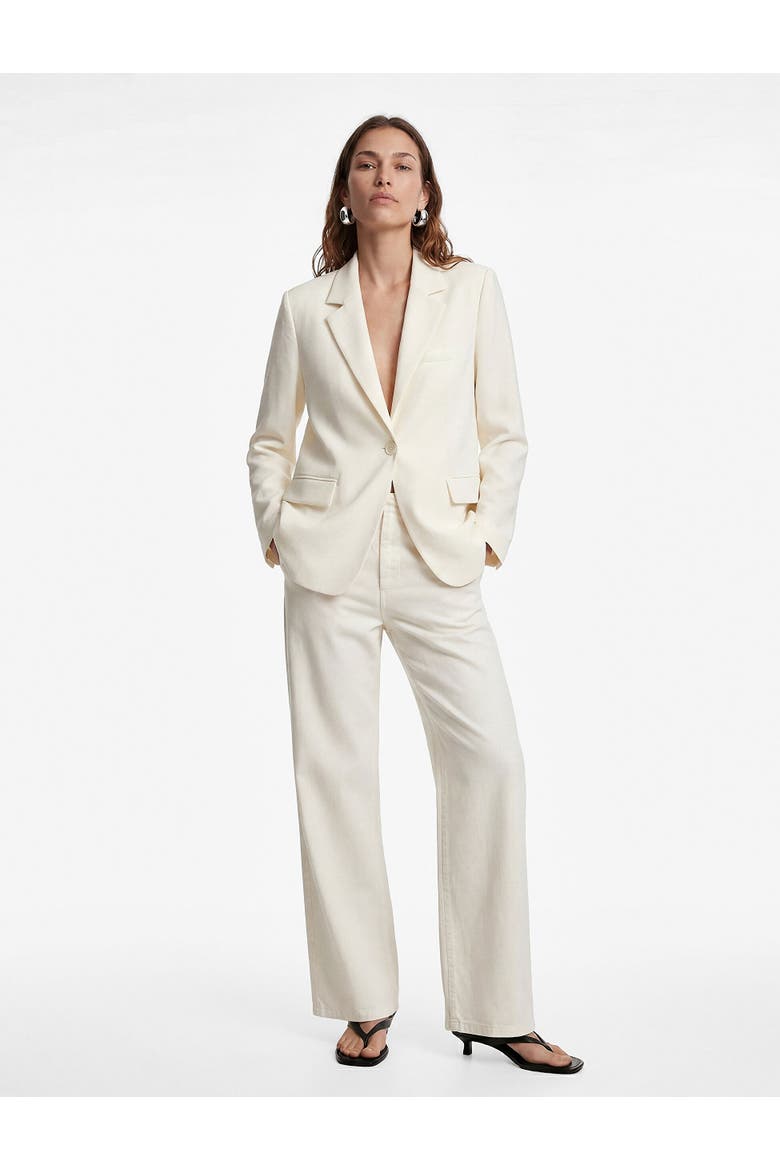 Classic Fit Textured Blazer with Pockets, Main, color, OFF WHITE
