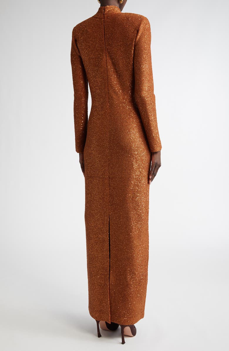 ST. JOHN Sequin Long Sleeve Mock Neck Column Gown, Alternate, color, 