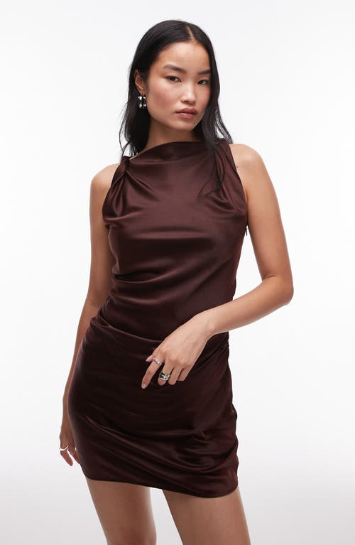 Topshop Twis Shoulder Satin Minidress