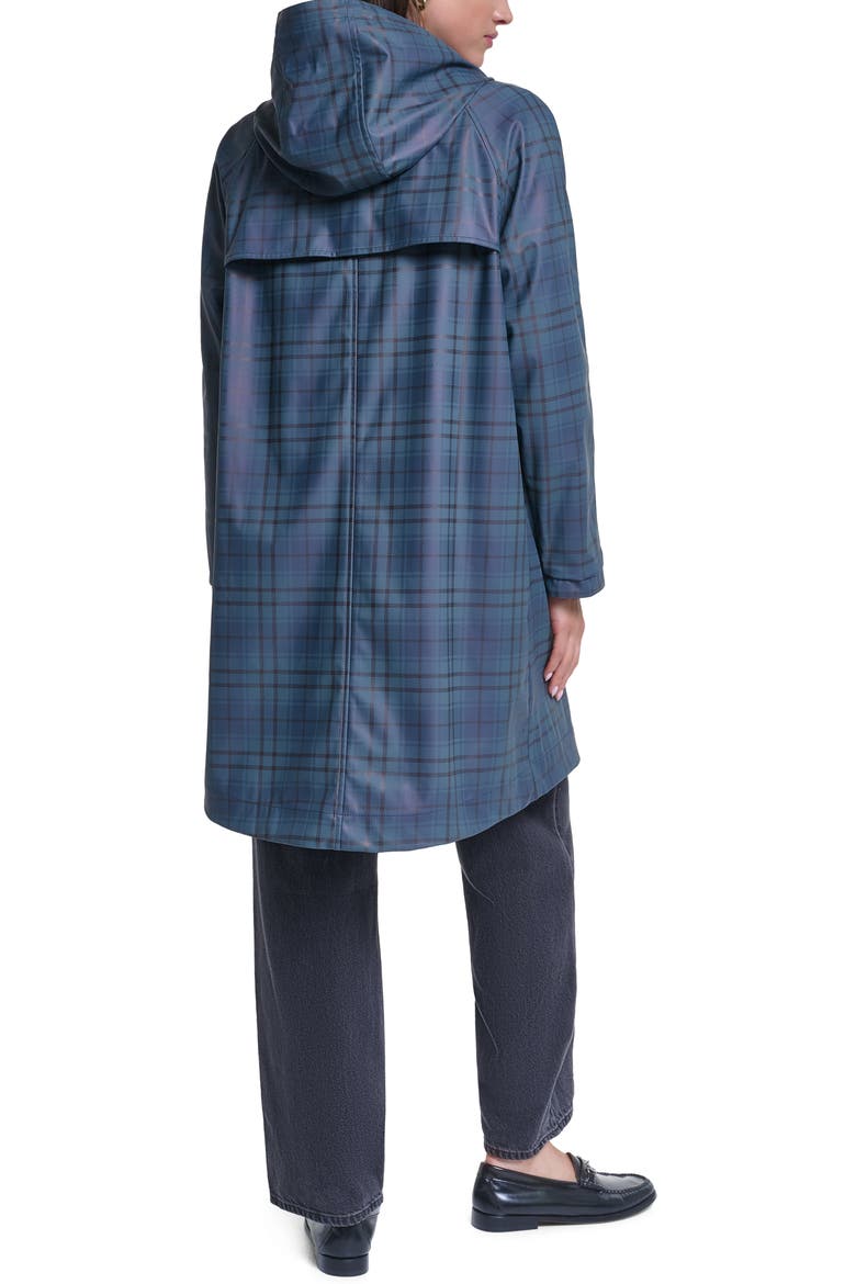 Water Resistant Hooded Long Rain Jacket, Alternate, color, REMY PLAID