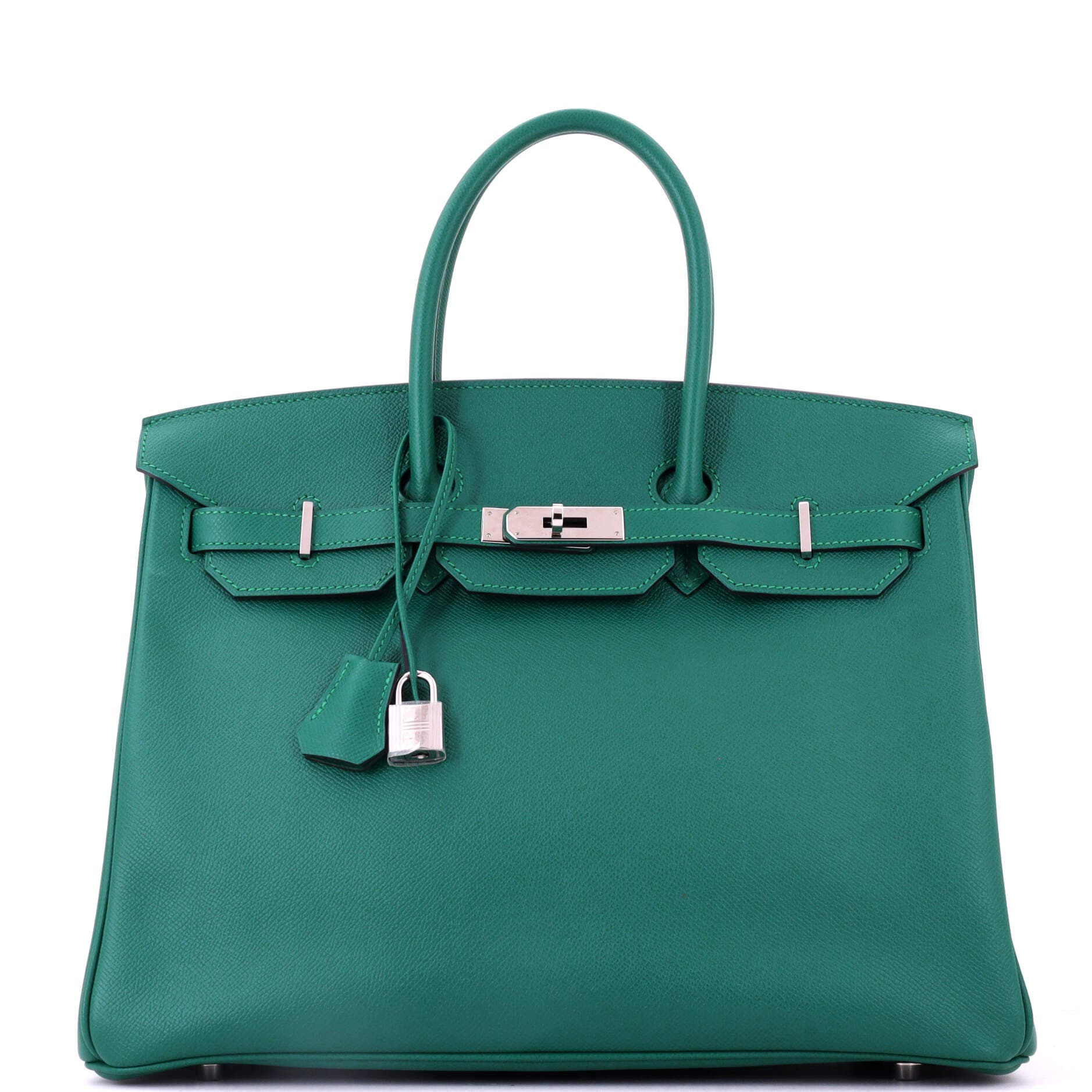 Birkin Handbag Green Epsom with Palladium Hardware 35, Main, color, Green