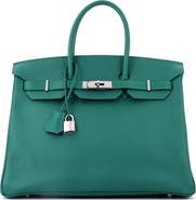 Pre-Owned Hermes Birkin Handbag Green Epsom with Palladium Hardware 35
