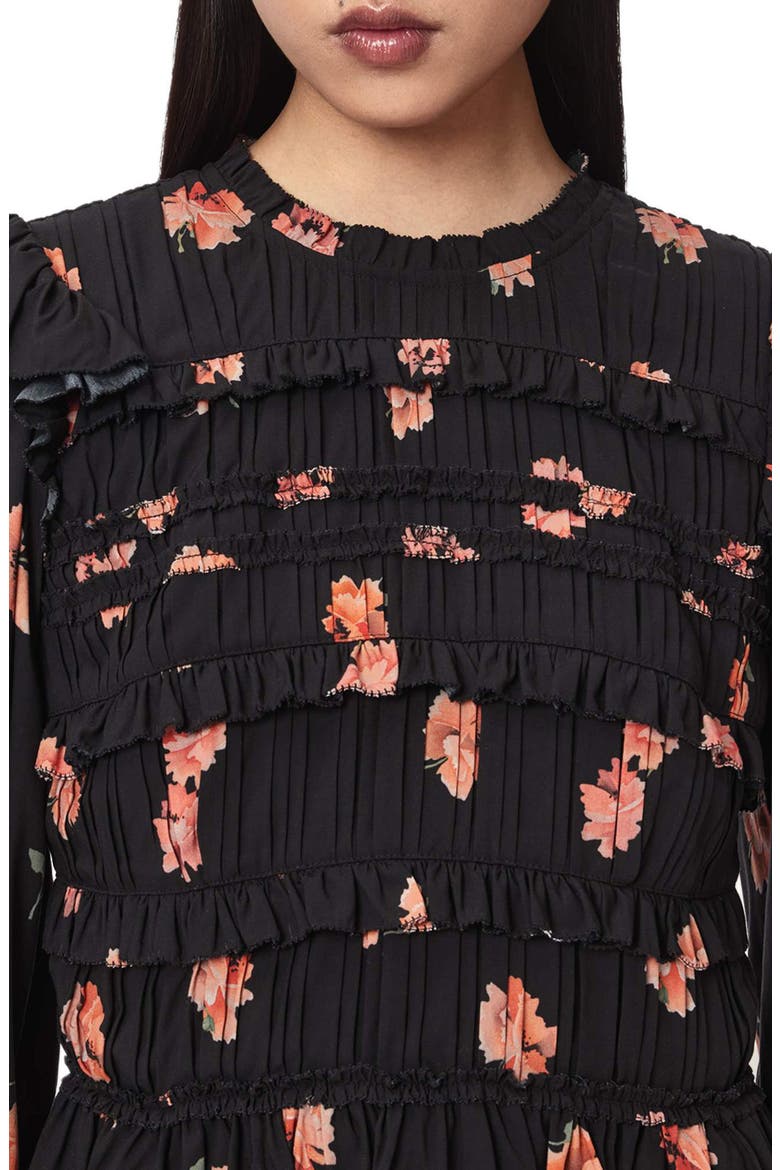 Lauren Ruffle Long Sleeve Top, Alternate, color, LA RAINE BLACK
