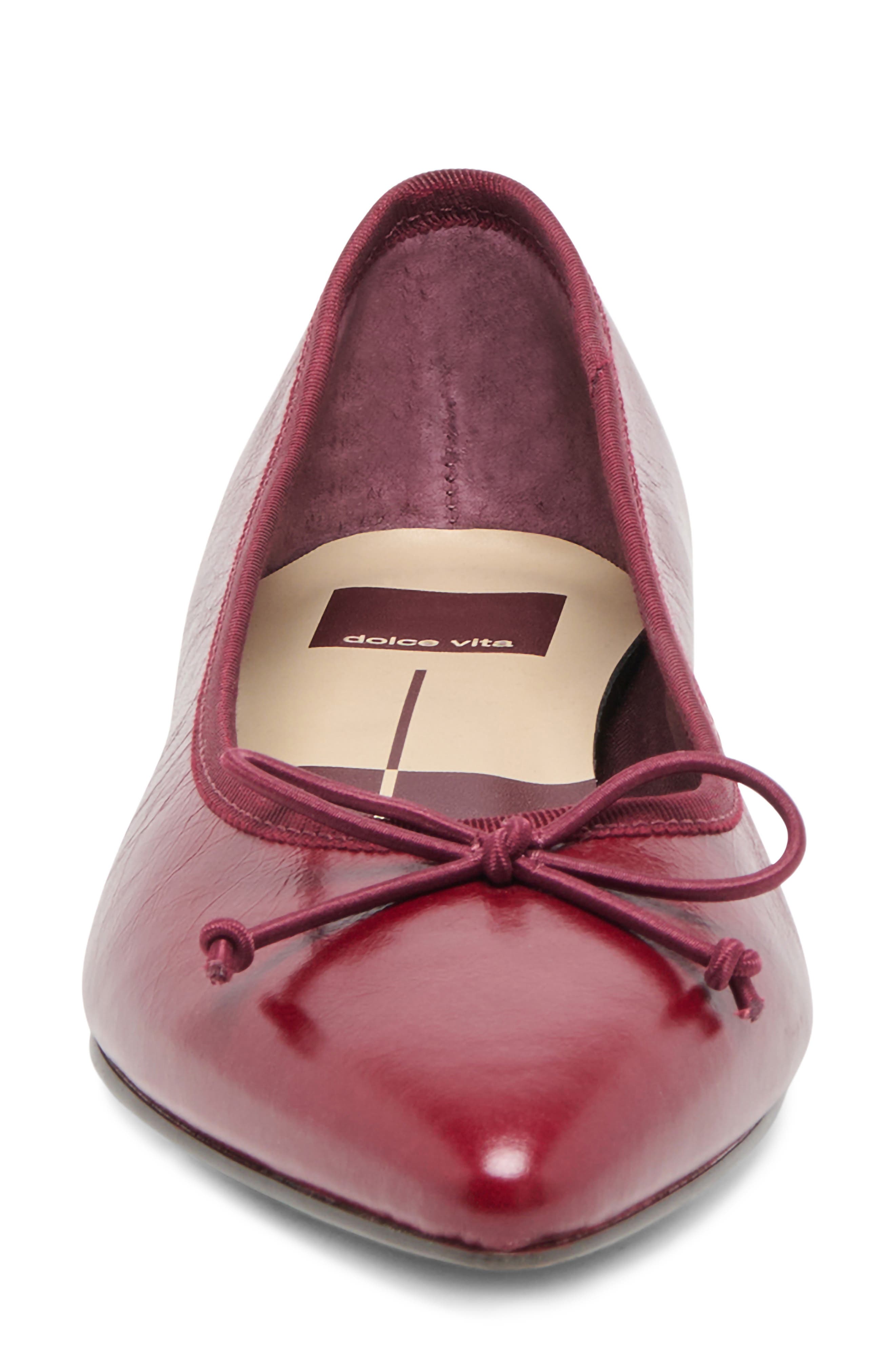 Celio Pointed Toe Flat, Alternate, color, GARNET LEATHER
