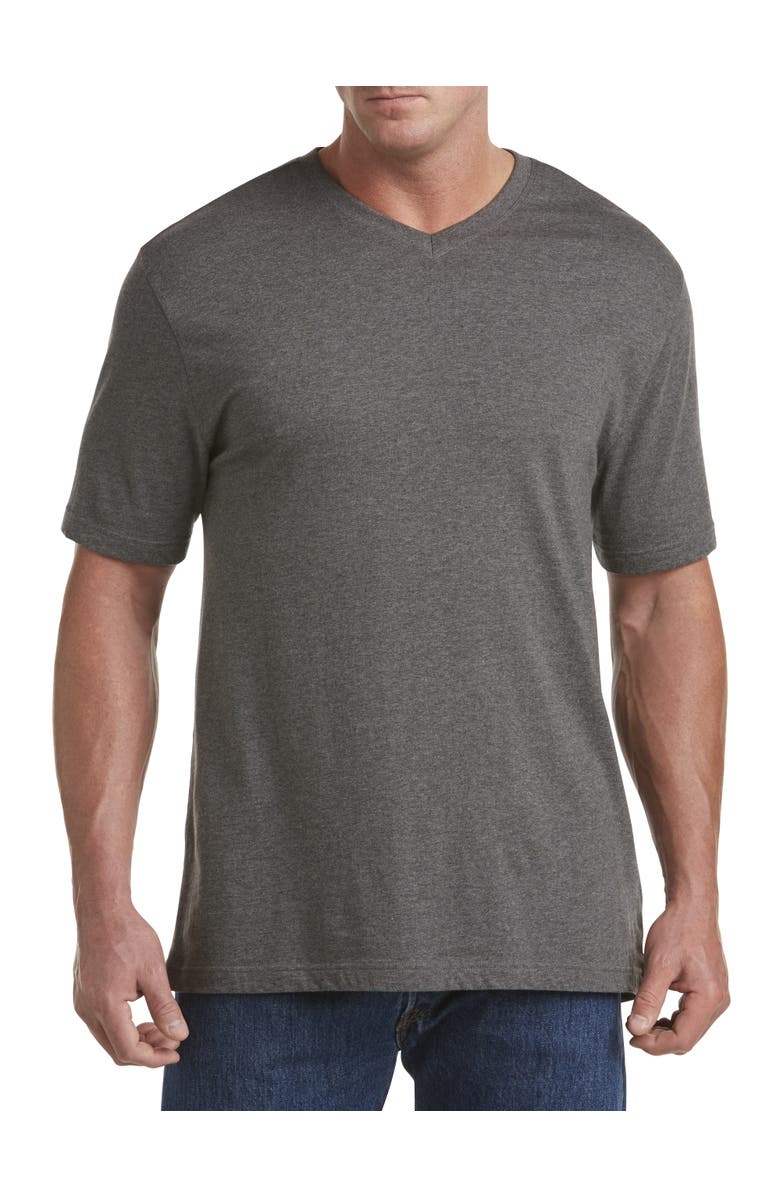 Harbor Bay by DXL Big & Tall Moisture-Wicking Jersey V-Neck T-Shirt, Main, color, Granite Heather