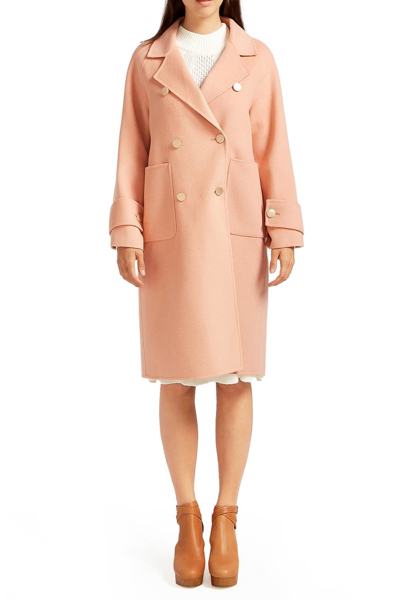 Rumour Has It Oversize Double Breasted Wool Blend Coat, Main, color, PEACH FIZZ