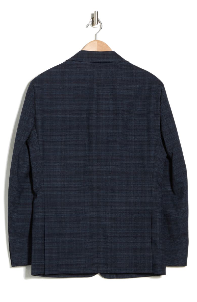 Calvin Klein Dark Blue Plaid Notch Lapel Sport Coat, Alternate, color, Dark Blue