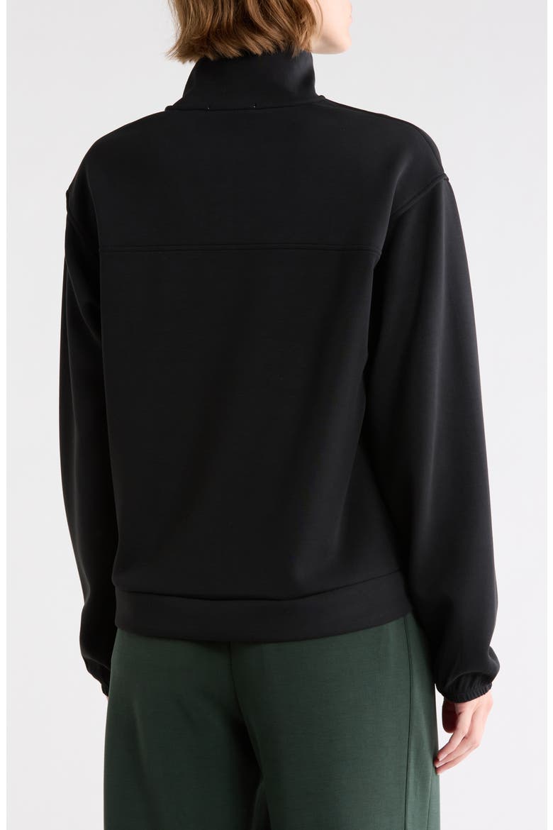 Satin Placket Funnel Neck Pullover, Alternate, color, BLACK