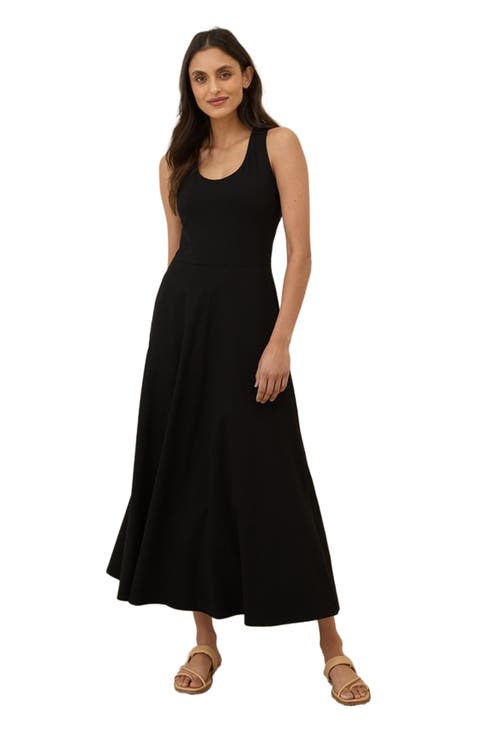 Organic Cotton Fit & Flare Open Back Maxi Dress