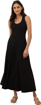 Pact Organic Cotton Fit & Flare Open Back Maxi Dress