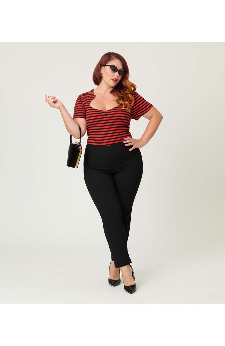 Unique Vintage Plus Size Pentagon Collar Knit Top, Alternate, color, Orange