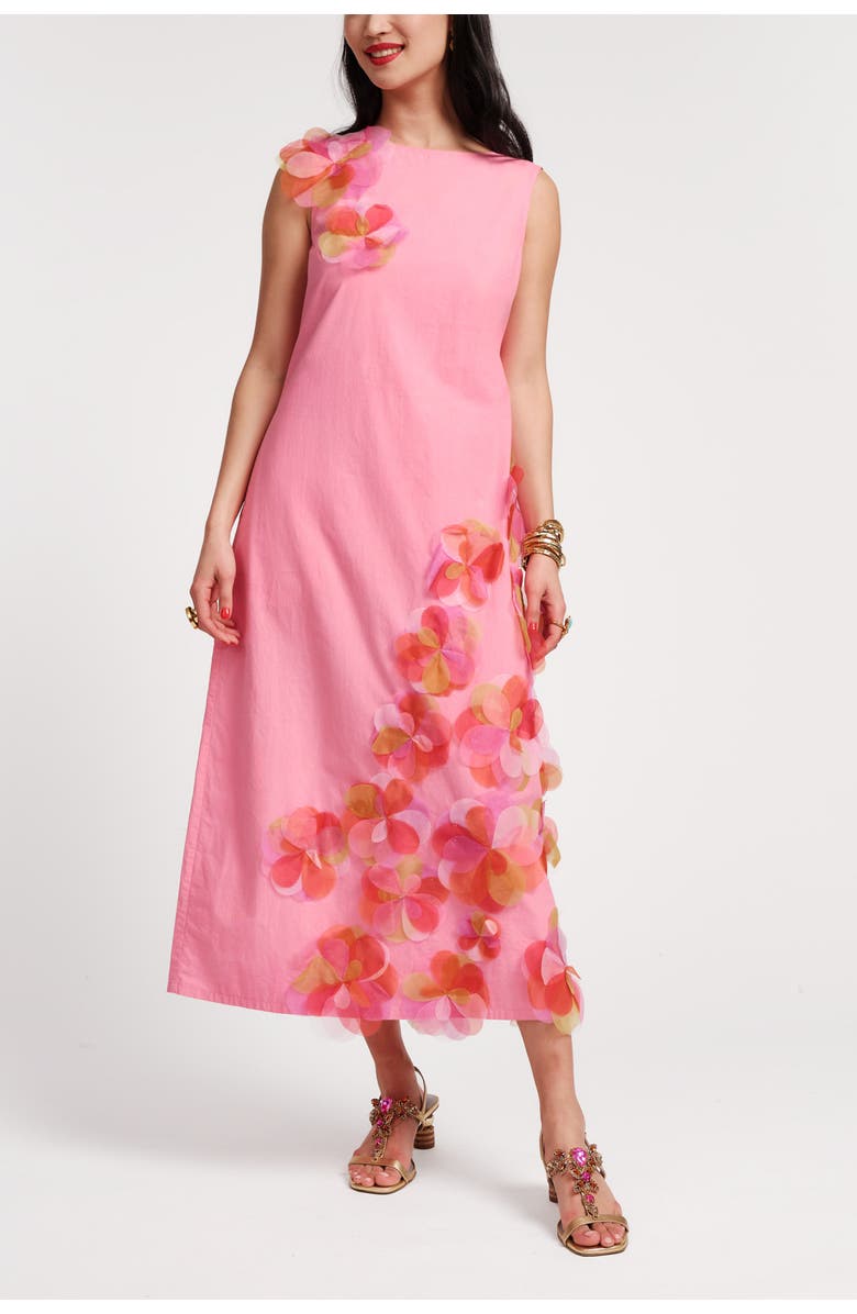 Frances Valentine Origami Dress with Organza Flowers, Main, color, Pink/Multi