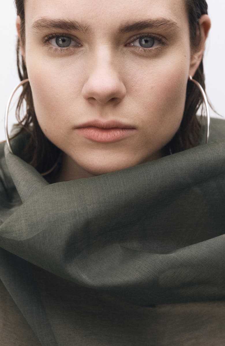 MANGO Cotton & Silk Organza Top, Alternate, color, Forest Green