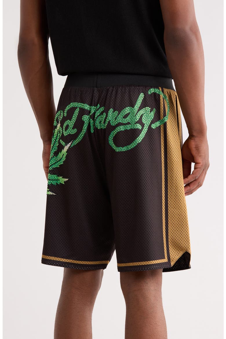 Weed Skull Shorts, Alternate, color, BLACK