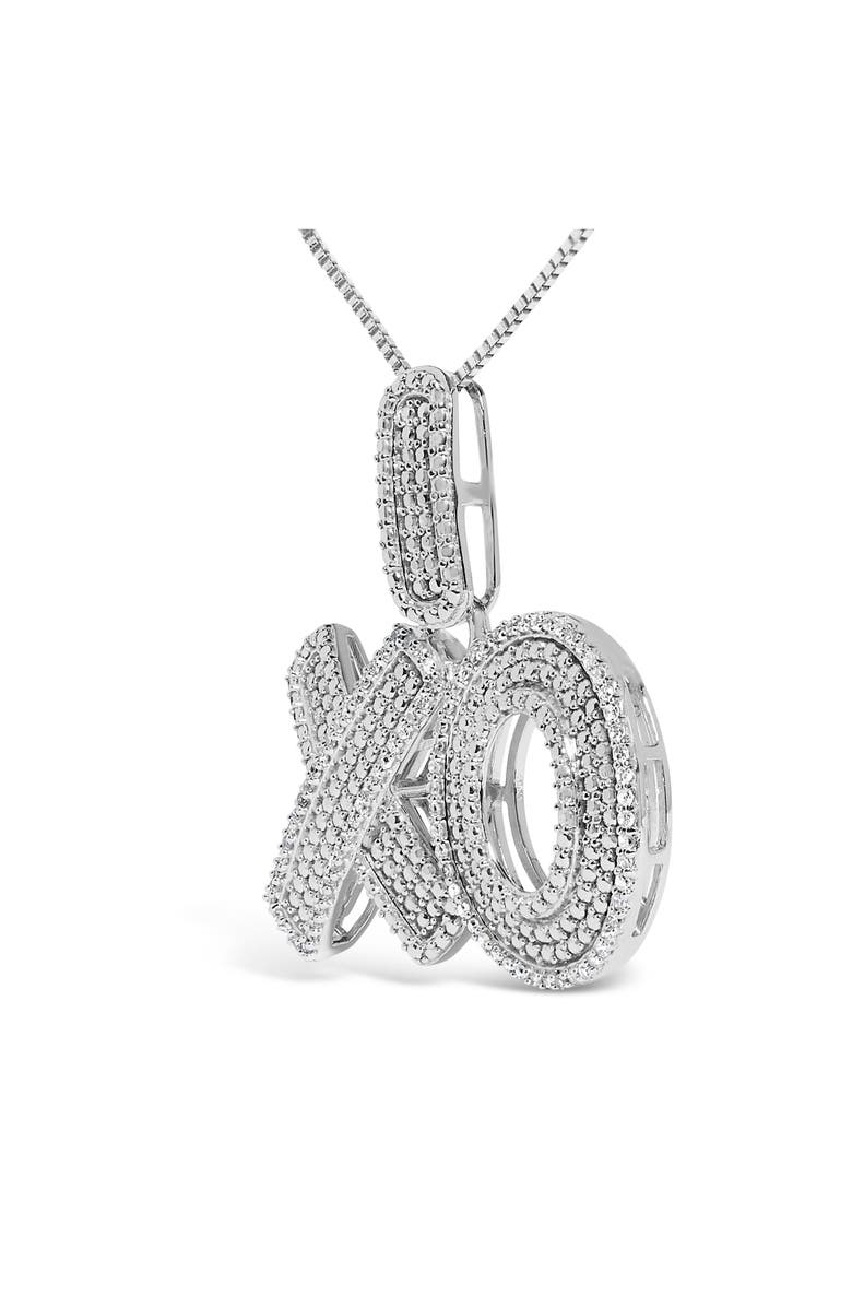 Haus of Brilliance Sterling Silver 1/4 Cttw Diamond Pavé XO Pendant Necklace, Alternate, color, Silver