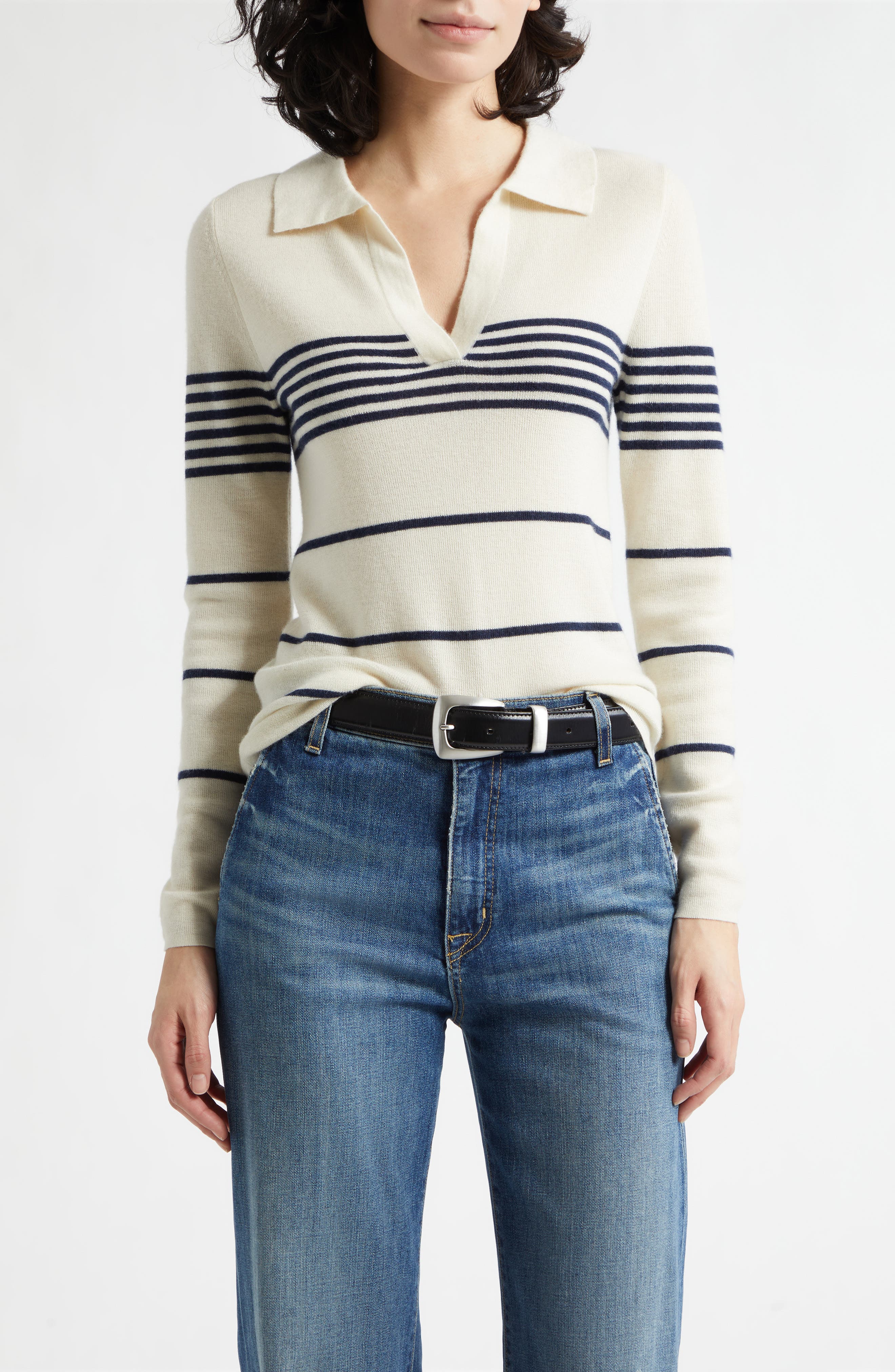selected IVORY/ NAVY STRIPE