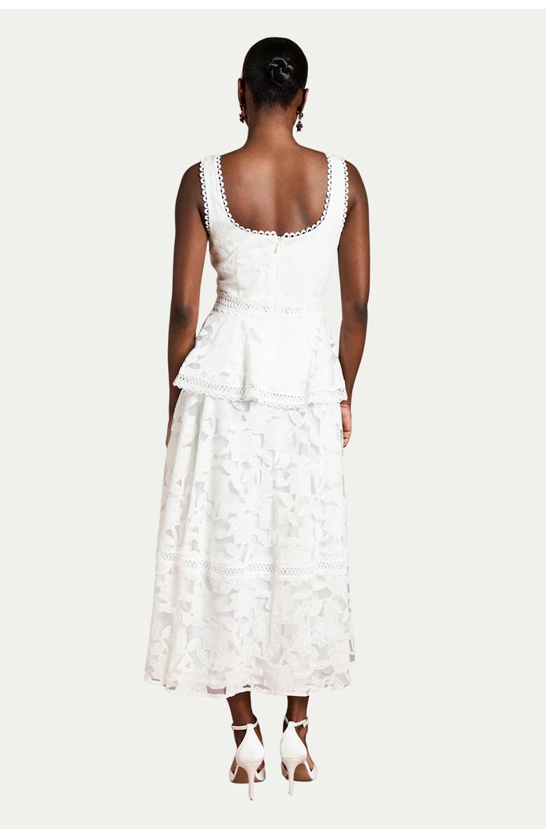 Coast Peplum Hem Button Down Lace Midi Dress, Alternate, color, Ivory