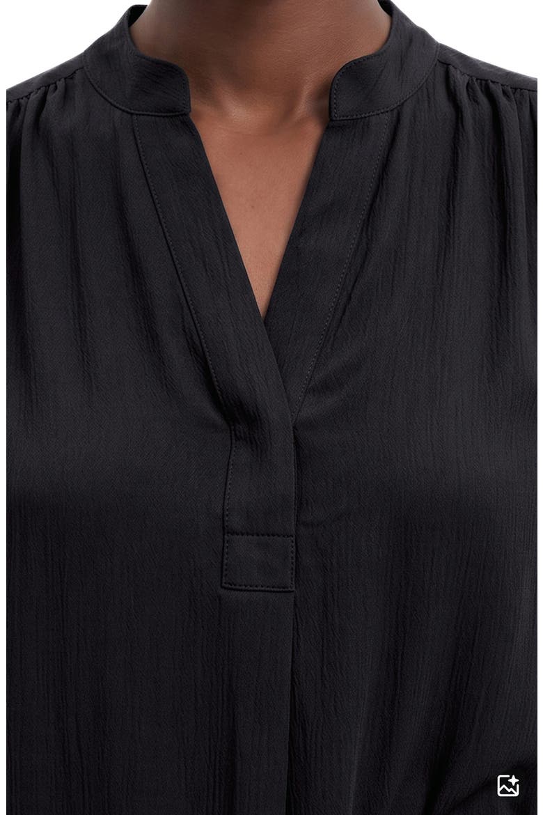 Textured Crepe Long Sleeve Top, Alternate, color, ANNE BLACK