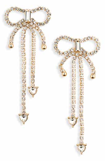 Leith Crystal Bow Drop Earrings