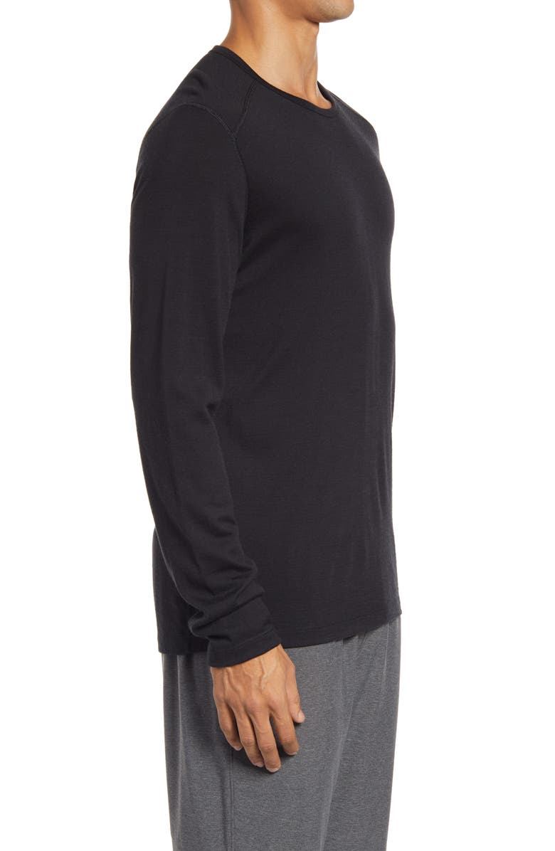 Icebreaker Oasis Long Sleeve Wool Base Layer T-Shirt, Alternate, color, Black
