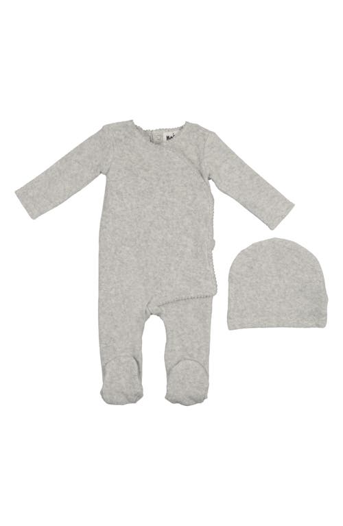 Maniere Manière Velour Wrap Footie & Hat Set In Gold