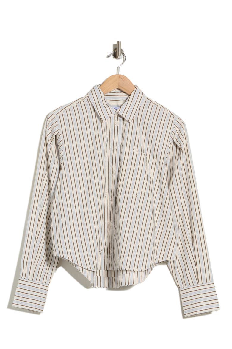 Estrella Striped Button-Up Shirt, Alternate, color, IVORY/ BLUE STRIPE