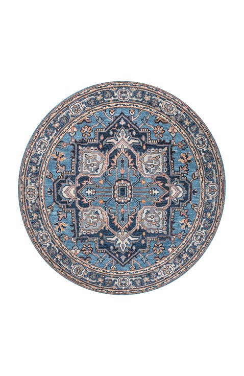 Cirali Ornate Large Medallion Machine-Washable Round Area Rug