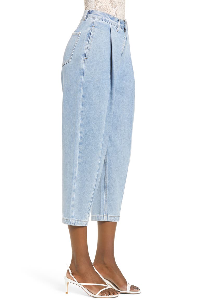 High Waist Pleated Mom Jeans, Alternate, color, DENIM