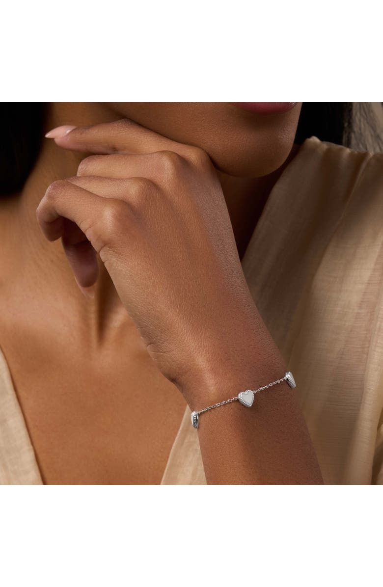 Karma and Luck Joyful Connections Mother of Pearl Silver Heart Bracelet, Alternate, color, Silver/White