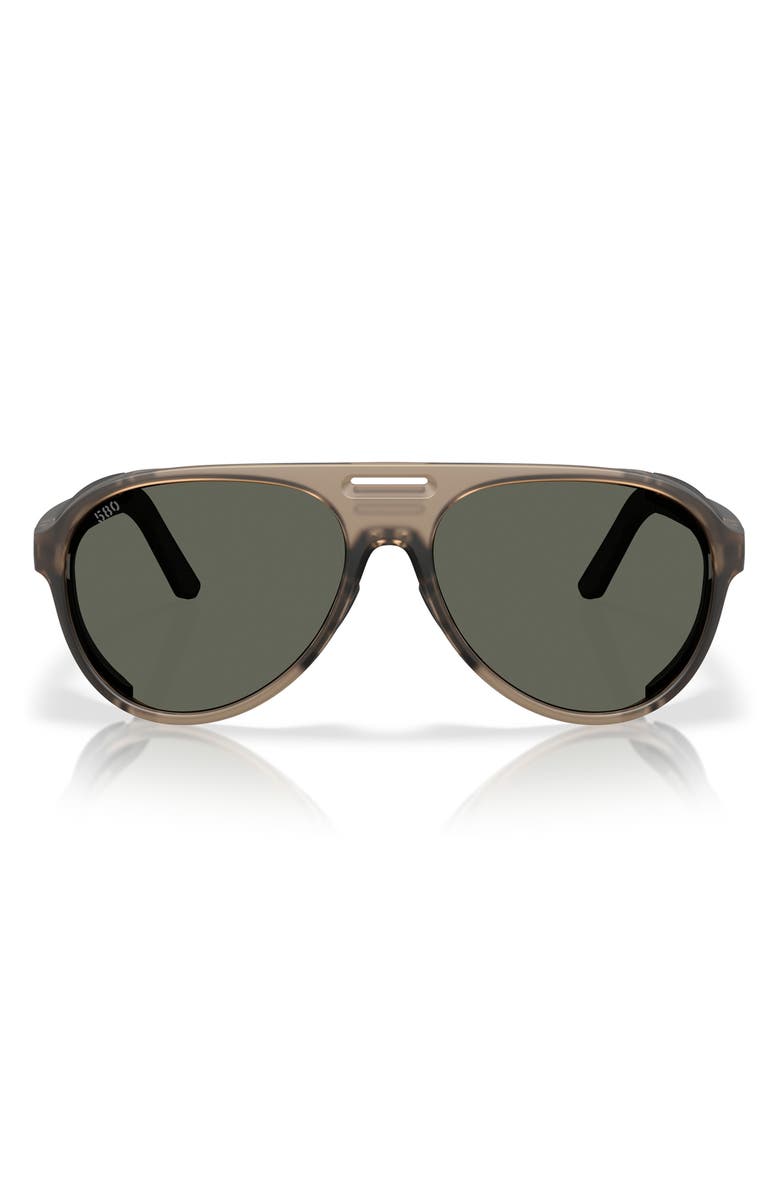 Costa Del Mar Grand Catalina 59mm Polarized Aviator Sunglasses, Main, color, Matte Brown Smoke / Gray 580G