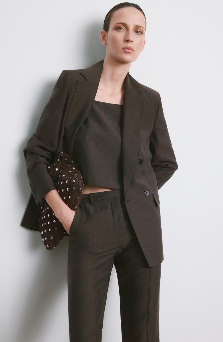 MANGO Lyocell Blend Pants, Alternate, color, Chocolate