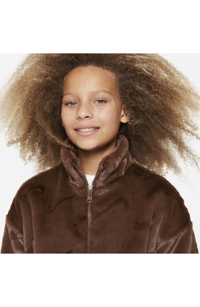 Nike Kids' Sportswear Swoosh Faux Fur Jacket, Alternate, color,
