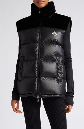 【23AW NEW】MONCLER_women / Lempa ダウンベスト / Black White Moncler Lempa Down Puffer Vest with Faux Fur Trim | Nordstrom