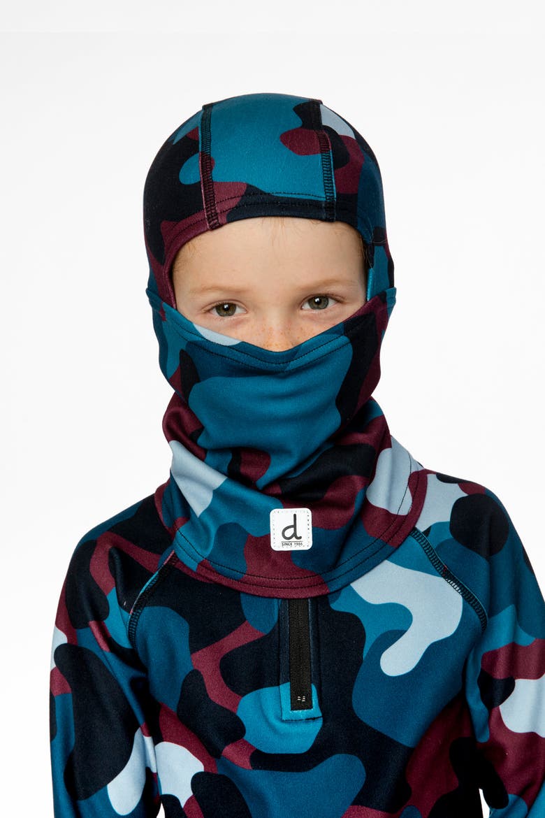 Camoflage Brushed Jersey Reflective Full-Coverage Balaclava, Alternate, color, Blue and Red Camouflage