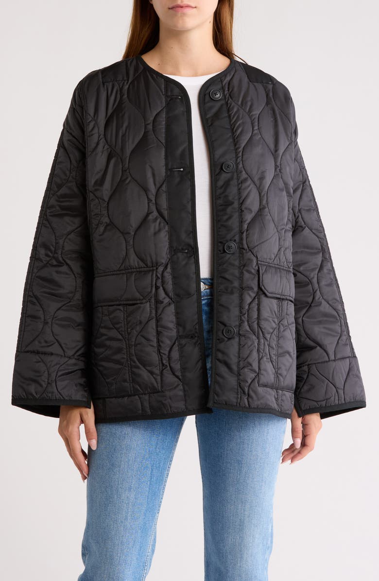 Hudson Jeans Oversized Liner Jacket, Alternate, color, Black