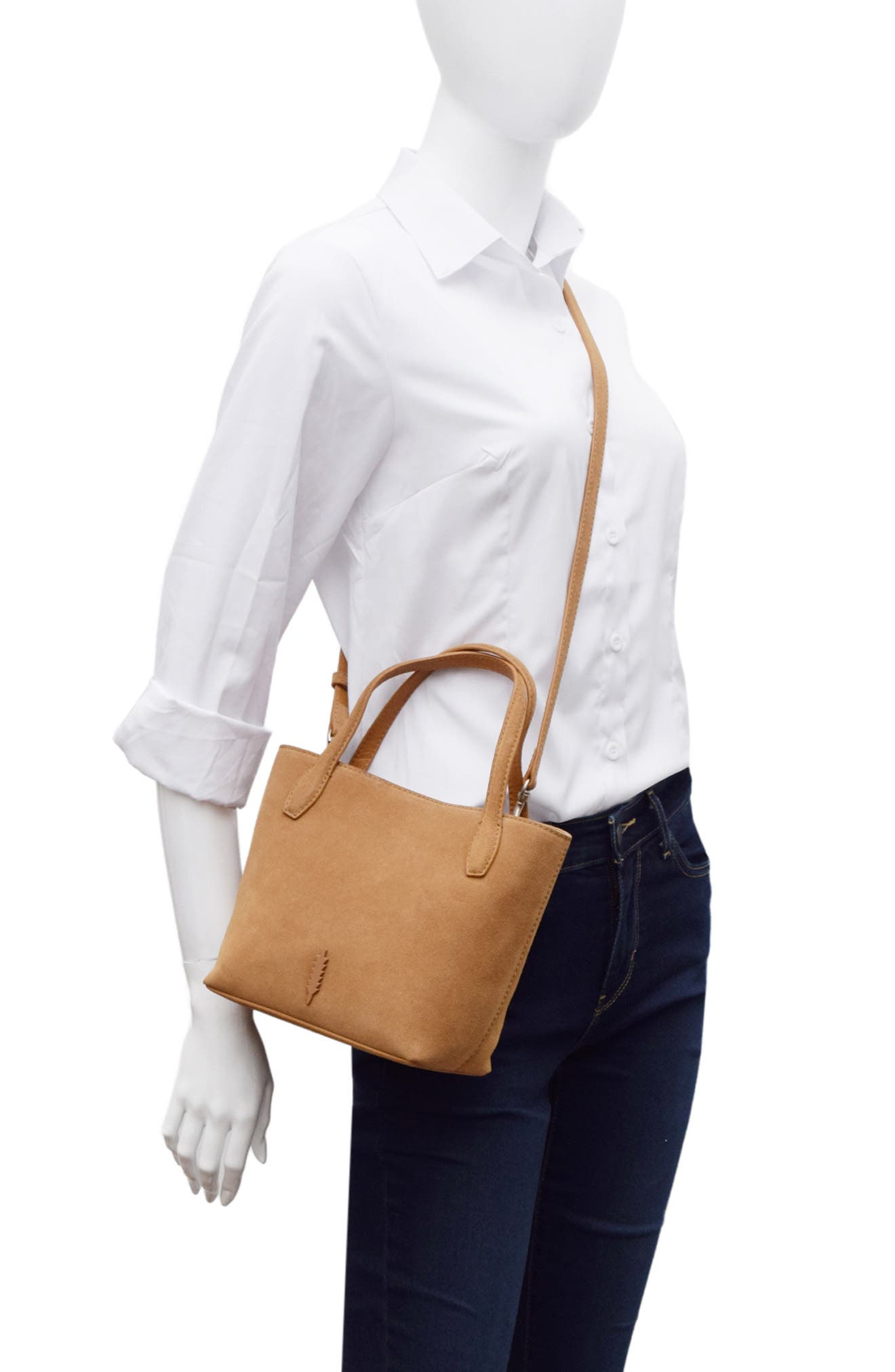 Thacker Asher Suede Crossbody Tote, Alternate, color, Hazelnut